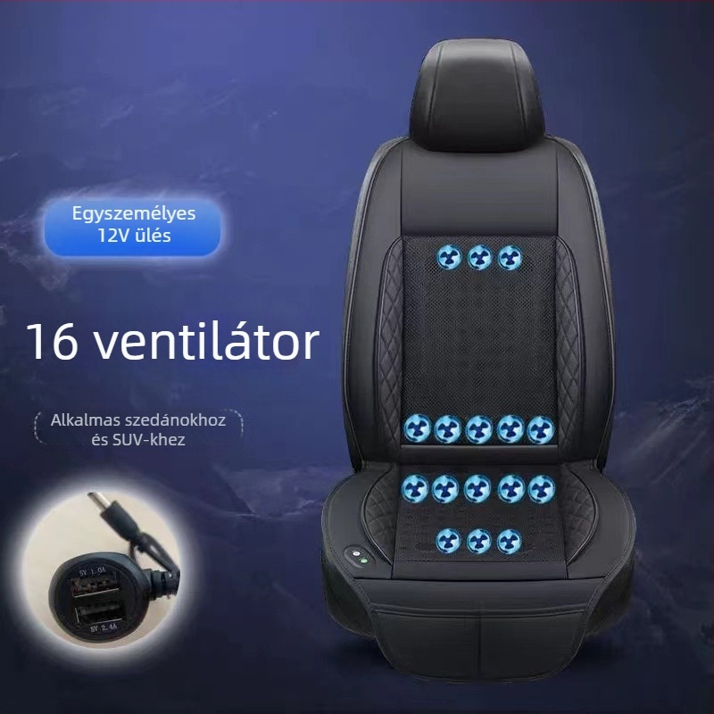 Nyári autóülés ventilált hűtő párna USB interfésszel és hátsó ventilátorral