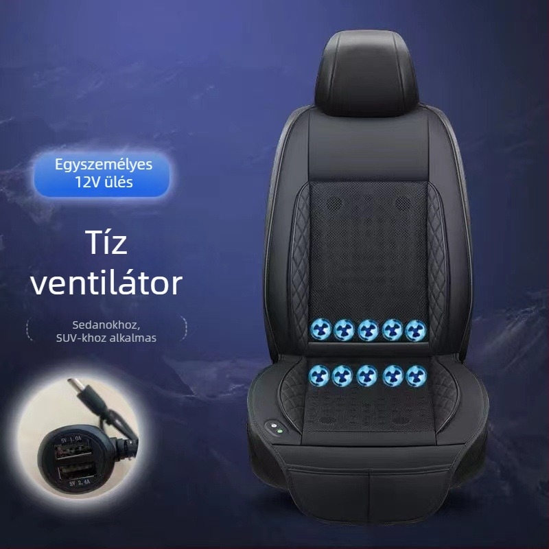 Nyári autóülés ventilált hűtő párna USB interfésszel és hátsó ventilátorral