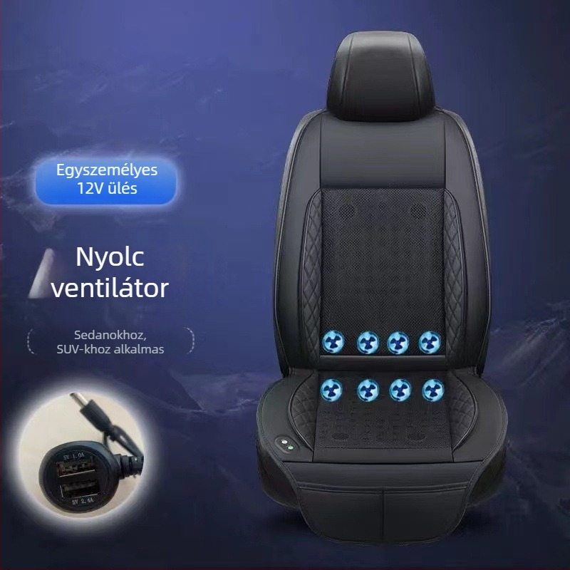 Nyári autóülés ventilált hűtő párna USB interfésszel és hátsó ventilátorral