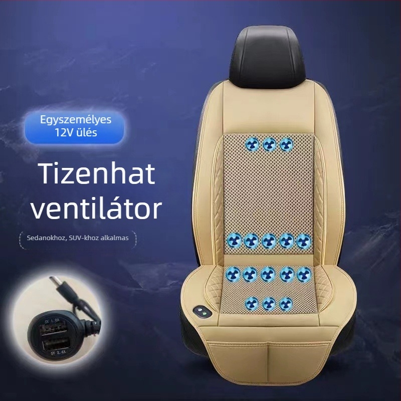 Nyári autóülés ventilált hűtő párna USB interfésszel és hátsó ventilátorral