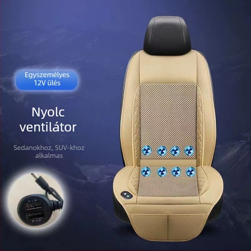 Nyári autóülés ventilált hűtő párna USB interfésszel és hátsó ventilátorral