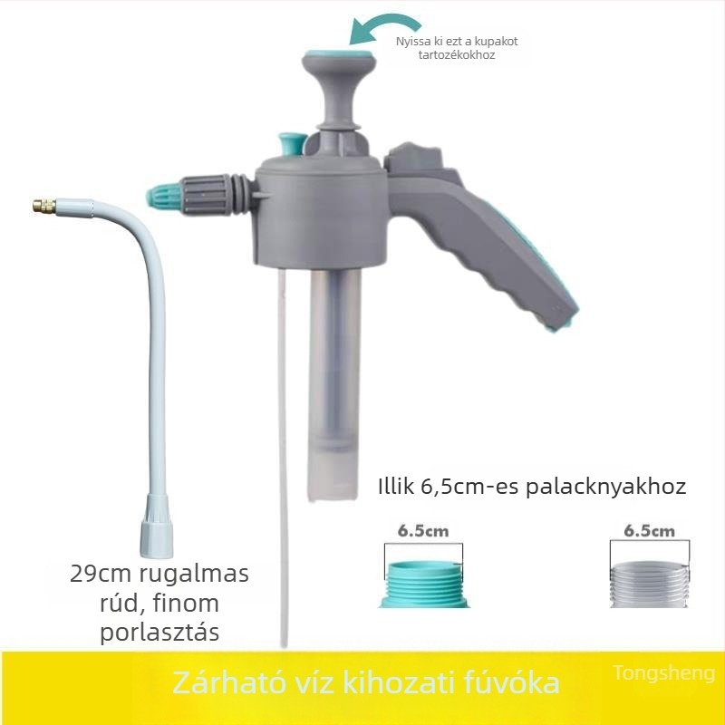 Teáskanna/öntözőfej készlet univerzális rúddal, teleszkópos hosszabbítással, habspray fej, buborékos fej