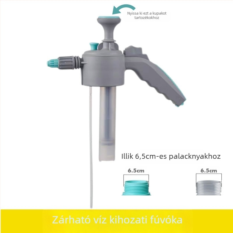 Teáskanna/öntözőfej készlet univerzális rúddal, teleszkópos hosszabbítással, habspray fej, buborékos fej
