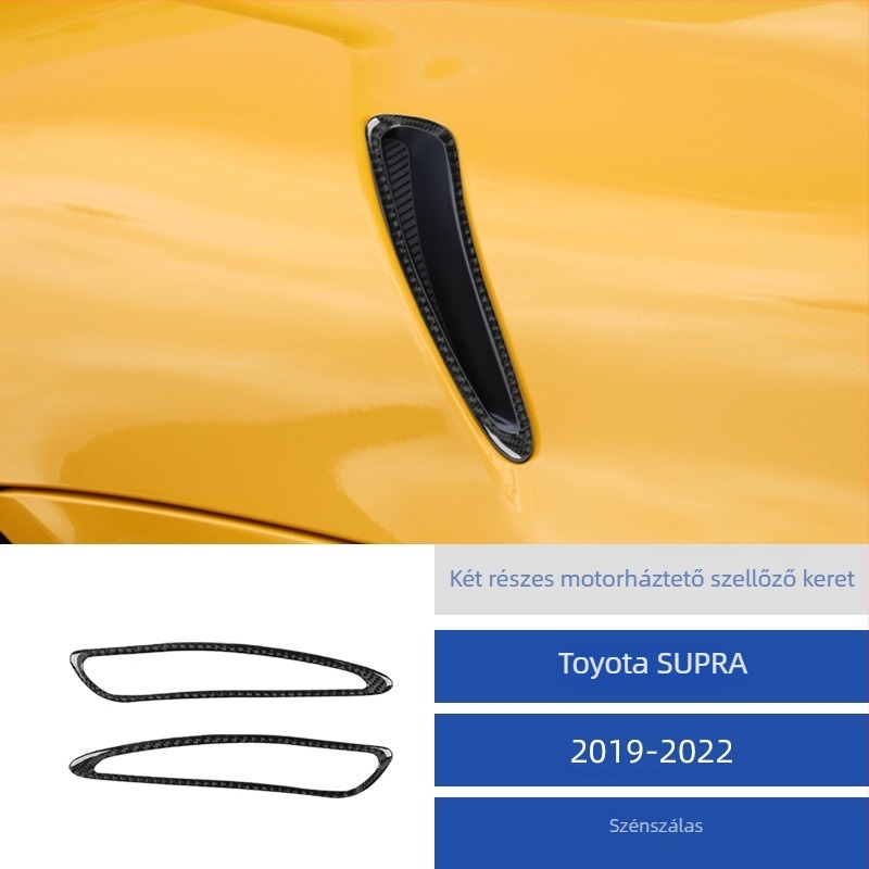 Szénszálas motorháztető légbeömlő keret díszítéshez Toyota Supra A90-hoz (2019–2022), modell 78965, logónyomás elérhető, testreszabható
