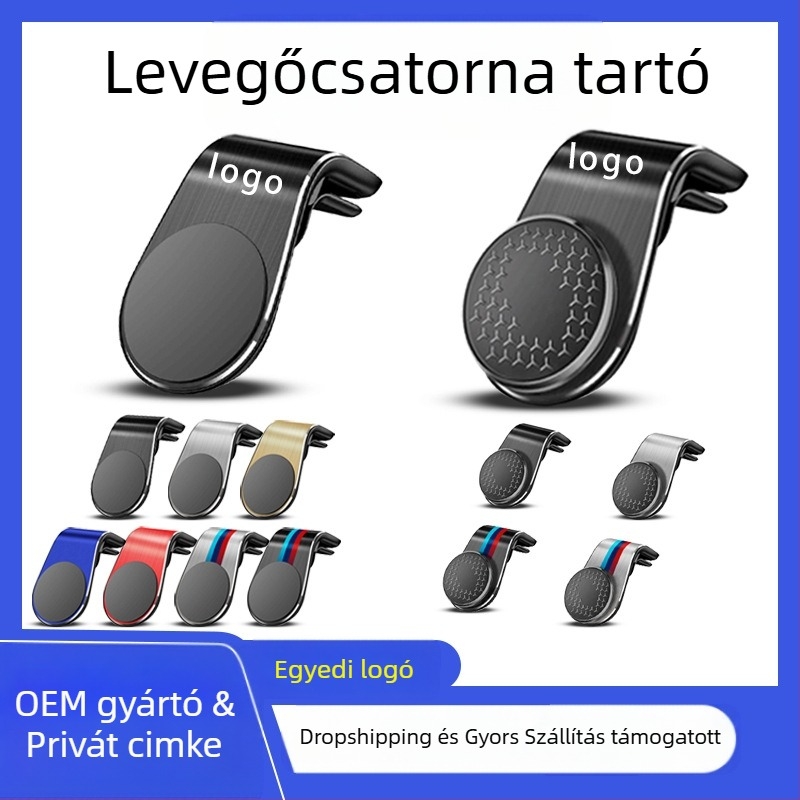 Autós mágneses telefon-tartó a légcsatornán keresztül rögzítéshez – universal, Snap-on telepítés, légcsatorna-clip, Sorozat F19, erős mágnes