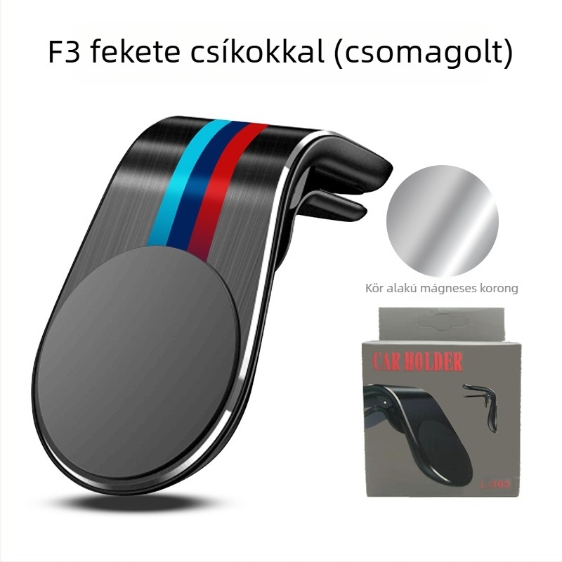 Autós mágneses telefon-tartó a légcsatornán keresztül rögzítéshez – universal, Snap-on telepítés, légcsatorna-clip, Sorozat F19, erős mágnes