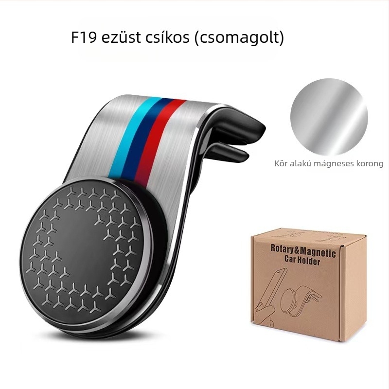 Autós mágneses telefon-tartó a légcsatornán keresztül rögzítéshez – universal, Snap-on telepítés, légcsatorna-clip, Sorozat F19, erős mágnes