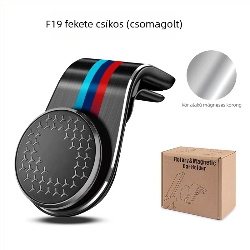 Autós mágneses telefon-tartó a légcsatornán keresztül rögzítéshez – universal, Snap-on telepítés, légcsatorna-clip, Sorozat F19, erős mágnes