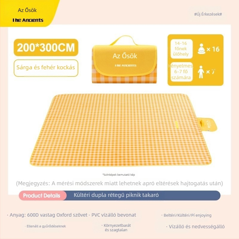 Piknik matrac – nedvesedésálló, megvastagodott, vízálló kemping matrac; Oxford anyag, PVC bevonat; 1200 g; 6–16 főnek