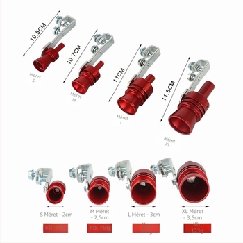 Turbo Whistler turbina sípoló autókhoz és motorkerékpárokhoz, külső kiegészítő az kipufogó hangjának imitálásához, modell EFFETTO TURBO, súly kb. 110 g, tartalmaz 1 sípot, 1 kulcs és 1 csavar