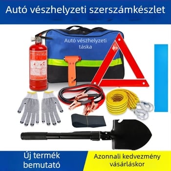 Autóvészhelyzeti készlet tűzoltó készülékkel és elsősegély-készlettel – testreszabható vészhelyzeti csomag