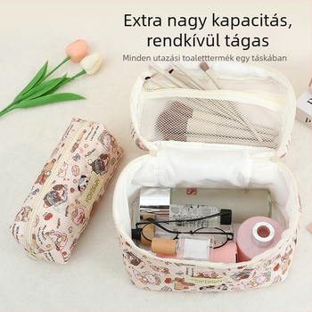 Uniszex, nagy kapacitású utazótáska kozmetikumokhoz poliészterből, mintás állatmotívummal, lélegző és tárolható