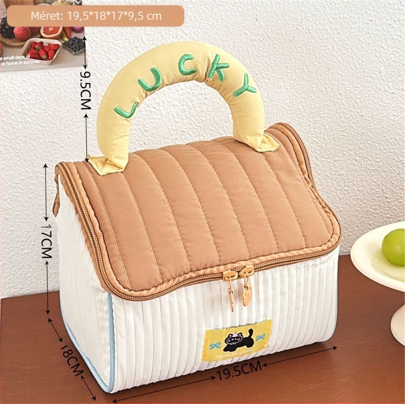 Kocka alakú kozmetikai táska szigeteléssel utazáshoz, poliészter anyagból.