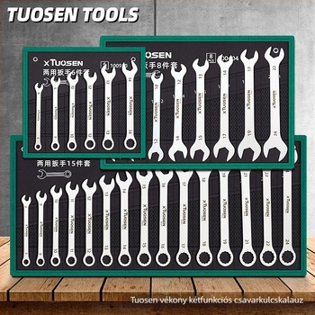 Nyitott végű kulcs készlet, Plum Blossom stílus, kettős használatú, XTuosen, magas széntartalmú acél, galvanizált felület, tömeg 1.03