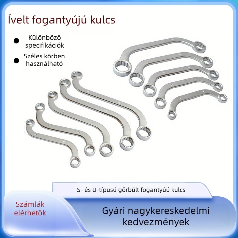 5 részes S-alakú kettősfejű hatszögletű kulcs készlet görbült markolattal