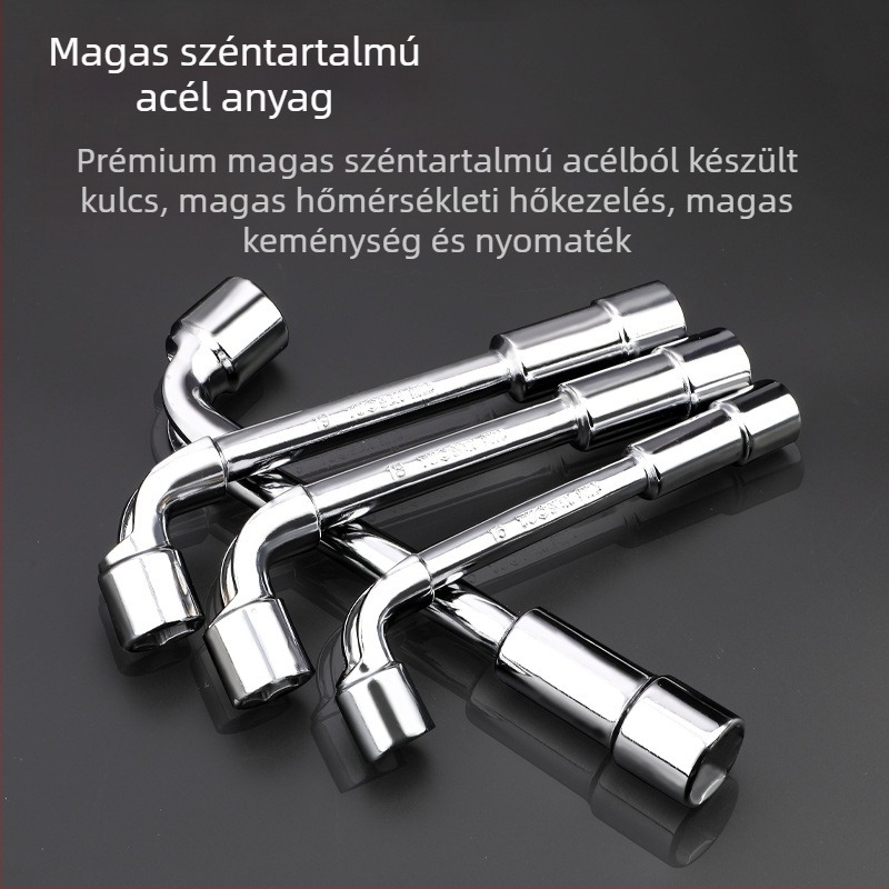 Csőkulcs, L-típusú profil, 45# acél, króm bevonat, metrikus szabvány, modell 8-22