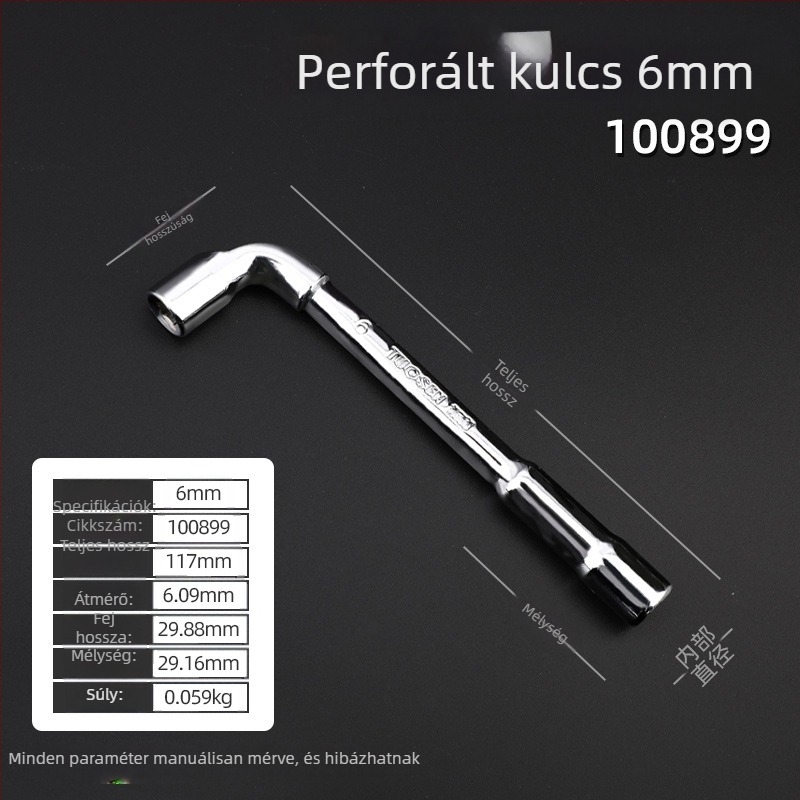 Csőkulcs, L-típusú profil, 45# acél, króm bevonat, metrikus szabvány, modell 8-22