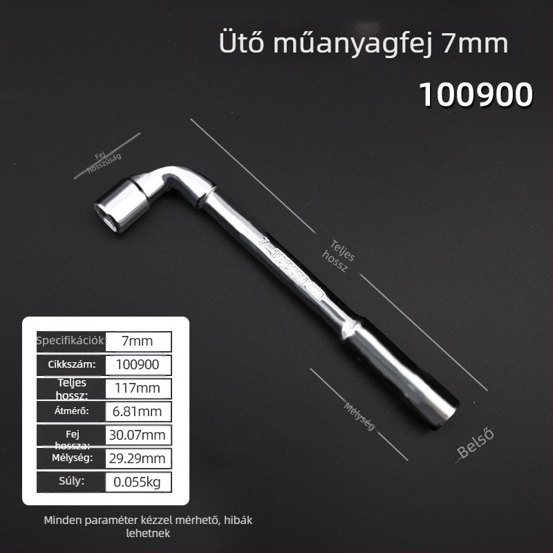 Csőkulcs, L-típusú profil, 45# acél, króm bevonat, metrikus szabvány, modell 8-22