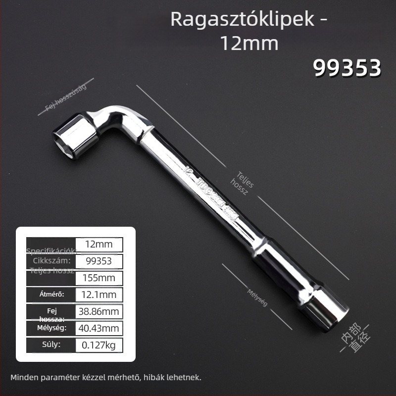 Csőkulcs, L-típusú profil, 45# acél, króm bevonat, metrikus szabvány, modell 8-22