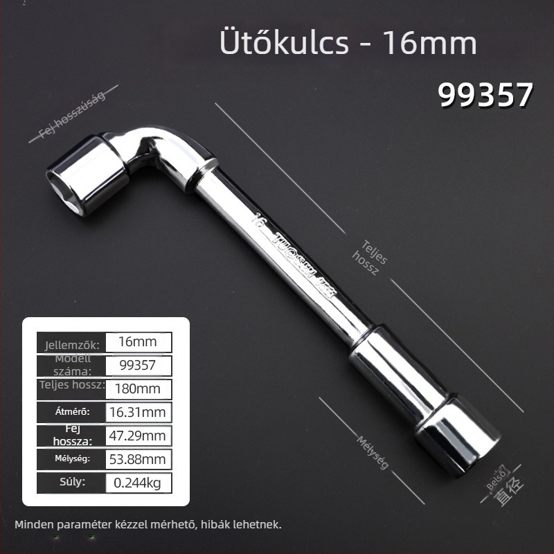 Csőkulcs, L-típusú profil, 45# acél, króm bevonat, metrikus szabvány, modell 8-22