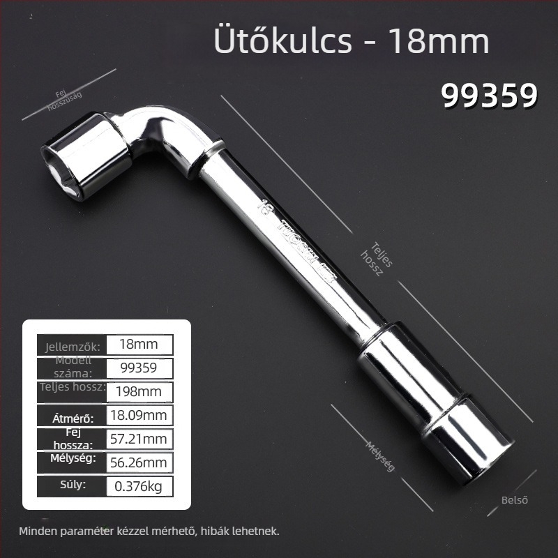 Csőkulcs, L-típusú profil, 45# acél, króm bevonat, metrikus szabvány, modell 8-22