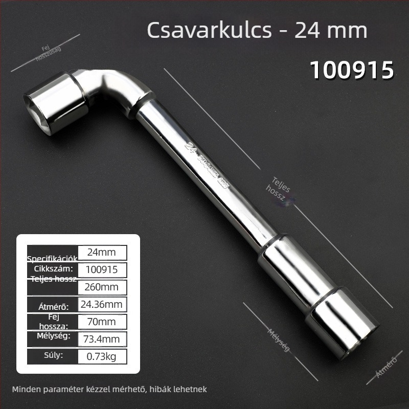 Csőkulcs, L-típusú profil, 45# acél, króm bevonat, metrikus szabvány, modell 8-22