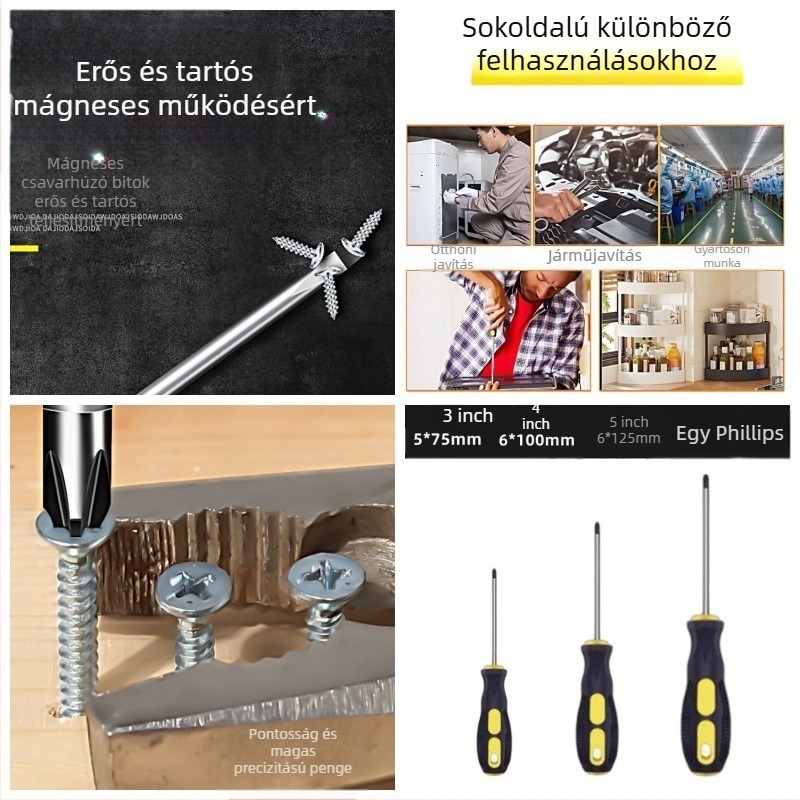 Powerful Merchant mágneses Phillips csavarhúzó készlet - kézi, hordozható, keresztes fejű