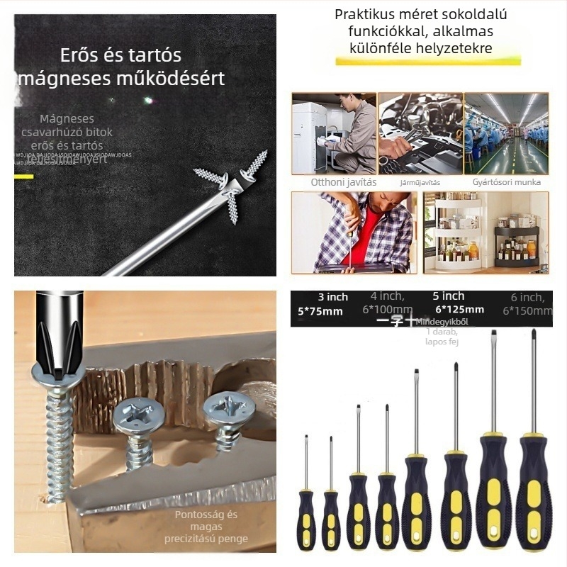 Powerful Merchant mágneses Phillips csavarhúzó készlet - kézi, hordozható, keresztes fejű