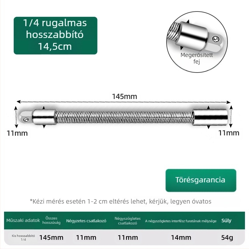 Elektromos kulcs: puha kapcsoló rúd, univerzális hosszabbító és rugalmas tengely adapter