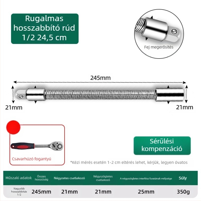 Elektromos kulcs: puha kapcsoló rúd, univerzális hosszabbító és rugalmas tengely adapter