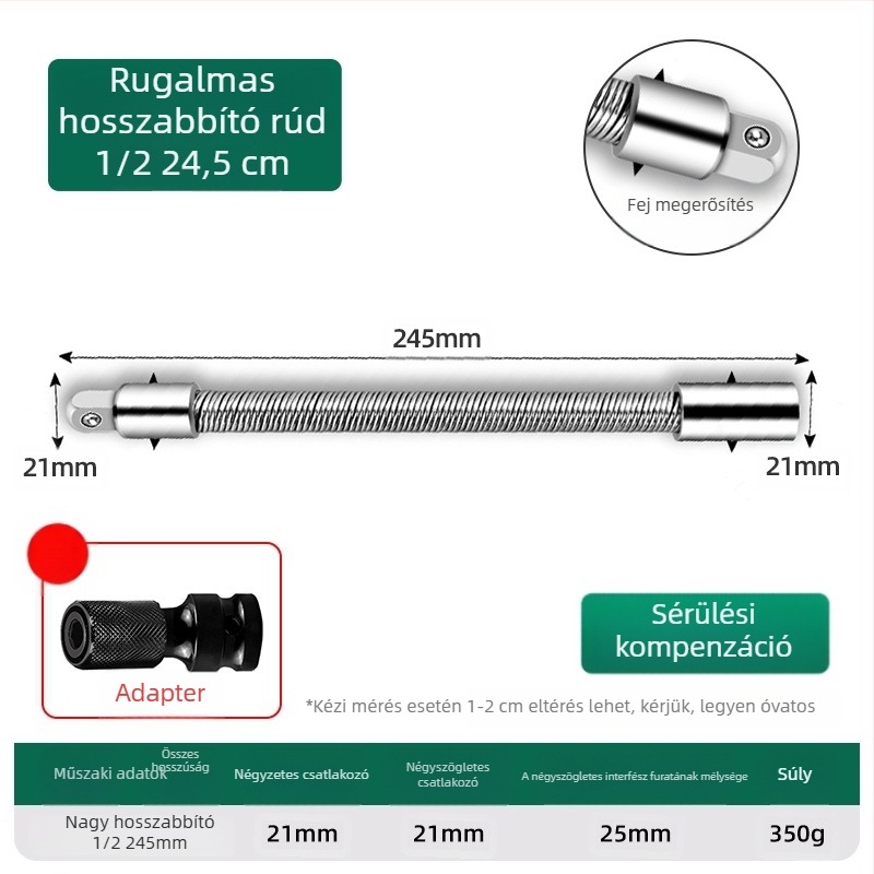 Elektromos kulcs: puha kapcsoló rúd, univerzális hosszabbító és rugalmas tengely adapter