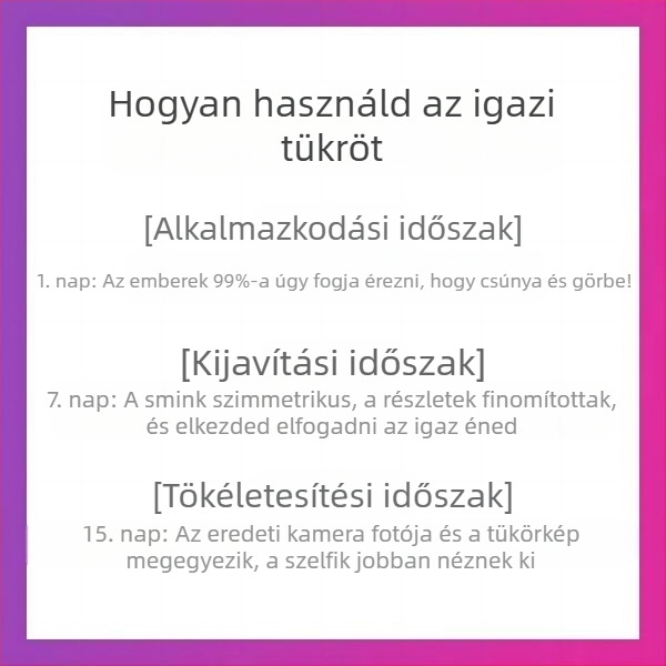 Yeon-jee sminktükör valós képpel — megőrzi a balra–jobbra orientációt, hiteles visszatükröződés
