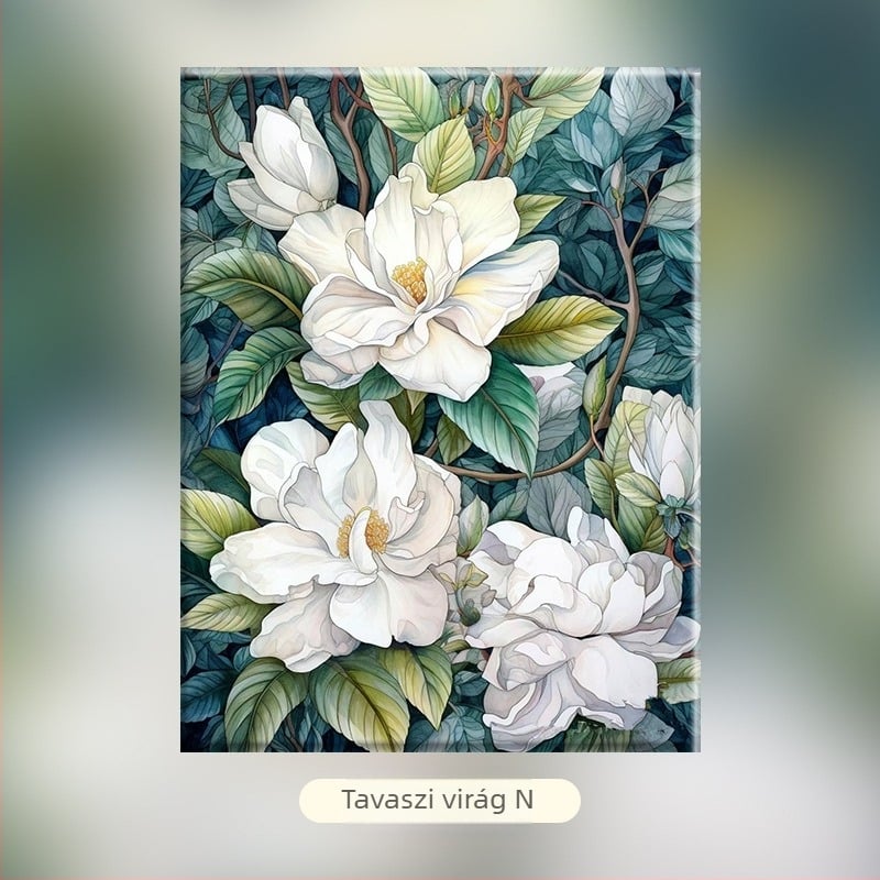 Virágfürtök – DIY digitális olajfestmény, kézzel festett virágos műalkotás, akril töltés, keret nélküli, modern minimalista