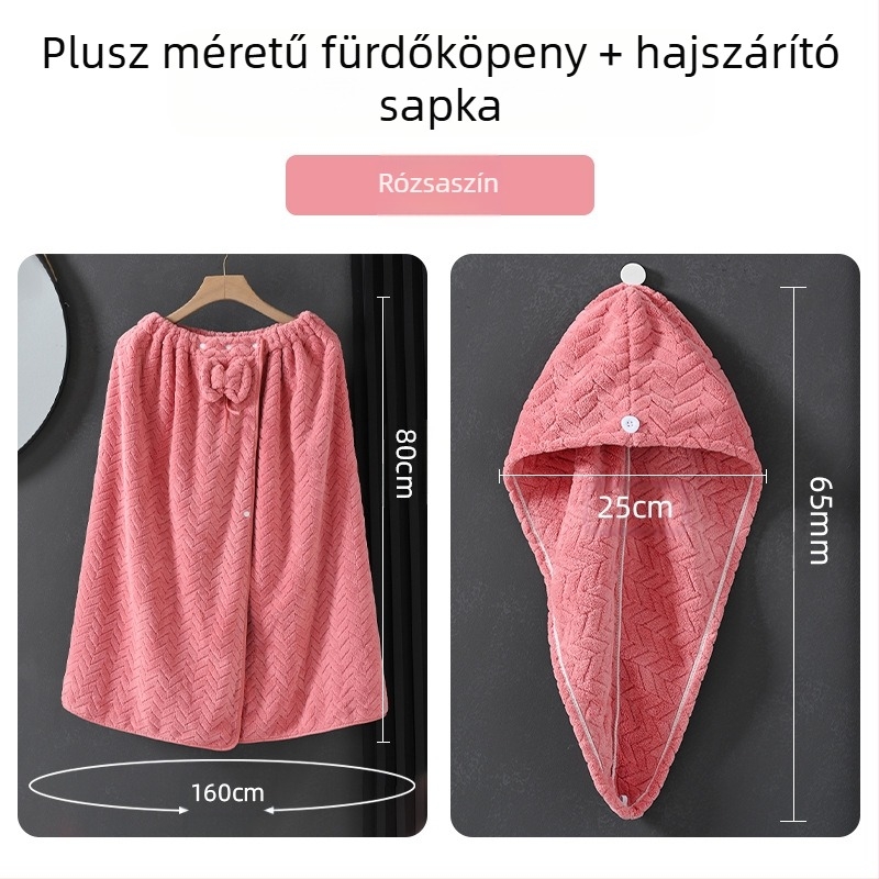 Viselhető fürdőköntös felnőtt nőknek, korall bársony anyag, 505/680 g, Princess sorozat, téli verzió