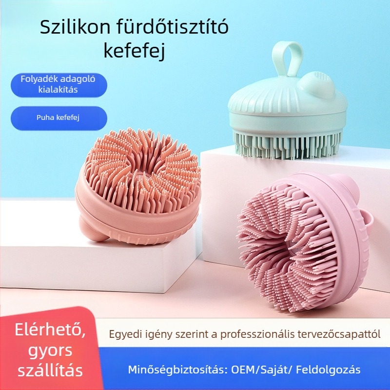 Zuhany- és masszázskefe – szilikon, többfunkciós, testreszabás elérhető, saját márka lehetséges, doboz 100 darab, megjelenés 2024 téli időszakban