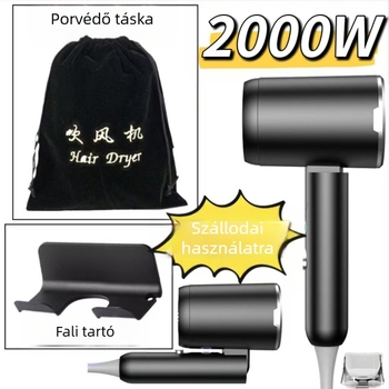 Összecsukható 2000W hajszárító hideg/meleg levegővel, 3 sebesség, 220V