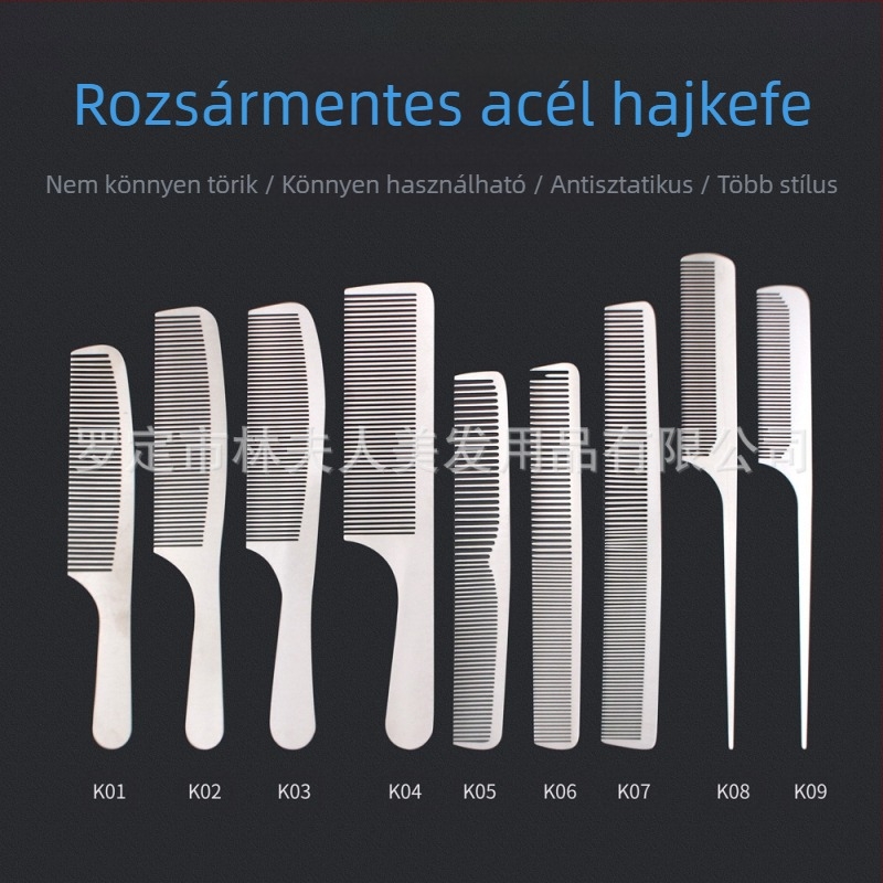Rozsdamentes acélból készült hajkefe hegyes farokkal, alma alakú dizájn, ultra vékony, hajlításálló, professzionális használatra