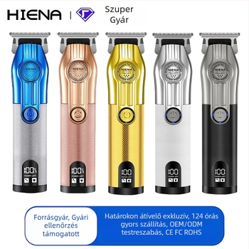 HIENA professzionális USB-töltő hajvágó titánium ötvözet pengékkel, kefés motor, beépített akkumulátor, alacsony zaj 36–45 dB