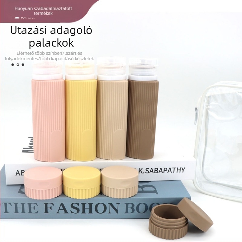 Szilikon utazó adagoló palackok lotion, sampon és tusfürdő számára, 6- vagy 8 darabos készlet, hidraulikus formázás, PVC csomagolás