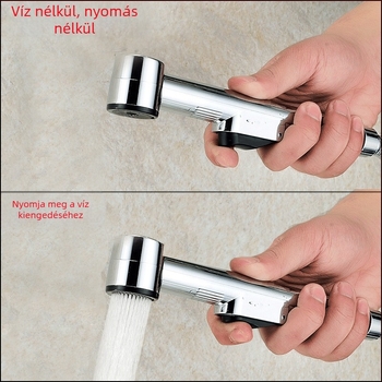 Hordozható vécé bidé permetező ABS anyagból, galvanizált felület, 4 pontos csatlakozás, működési hőmérséklet 0-90°C, névleges nyomás 1.0 MPa