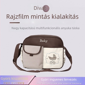 Anyuka vállon átvihető táska karikatúra motívummal, nylon anyag, belső poliészter bélés, vízálló, nagy kapacitású, könnyű, új nemzeti trend stílus