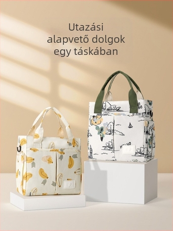 Nagy kapacitású anyuka-baba táska, állatmintás, alumíniumfólia szigeteléssel, vízálló Oxford anyagból, váll- és keresztbody