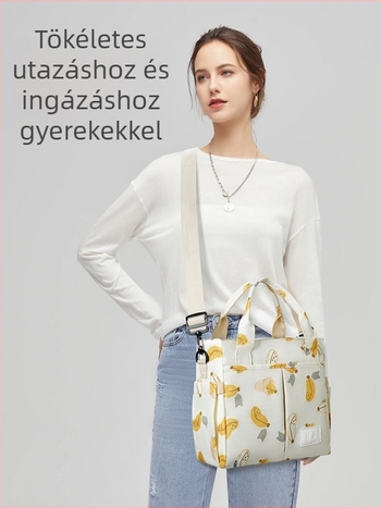 Nagy kapacitású anyuka-baba táska, állatmintás, alumíniumfólia szigeteléssel, vízálló Oxford anyagból, váll- és keresztbody