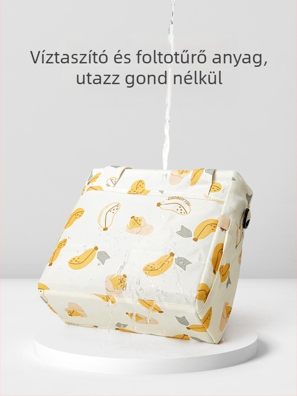 Nagy kapacitású anyuka-baba táska, állatmintás, alumíniumfólia szigeteléssel, vízálló Oxford anyagból, váll- és keresztbody