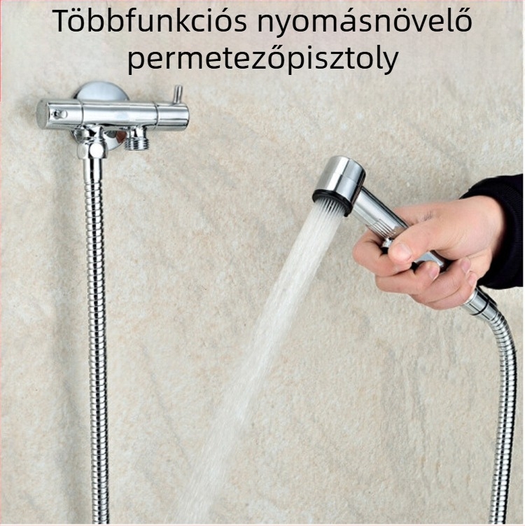 ABS műanyag kézi vécépermetező pisztoly tömlő készlettel, modell HU-887, nyomásos funkció, kézi csatlakozás, 80°C-os üzemi hőmérséklet