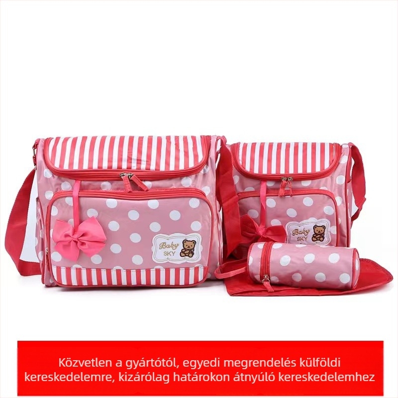 Mamababa táska, 4 darabos készlet, többfunkciós, poliészter, állatmintás, belső nylon bélés, görbült vállpánt