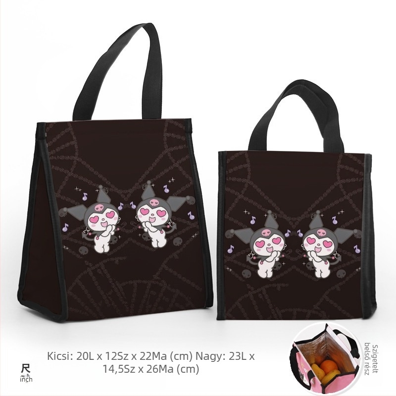 Ebédtáska testreszabható, több mintás karikatúra kisördög motívummal, modern minimalist stílusban