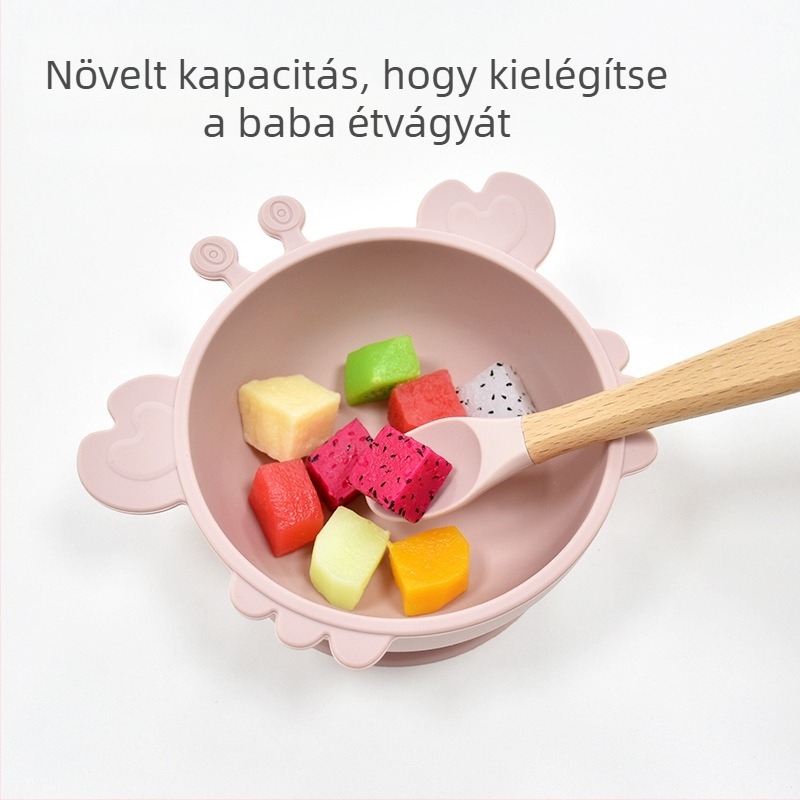 Maiya szilikon baba tál vákuumos rögzítővel, krab alakú – élelmiszerbiztos szilikonból készült étkészlet 6 hónaptól
