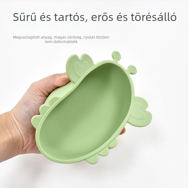 Maiya szilikon baba tál vákuumos rögzítővel, krab alakú – élelmiszerbiztos szilikonból készült étkészlet 6 hónaptól