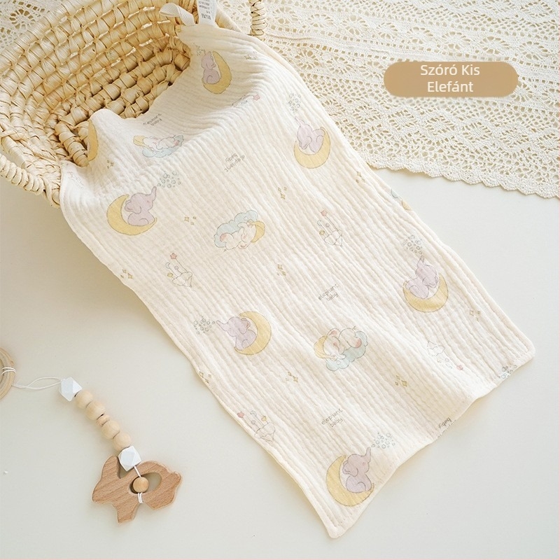 Baba fürdőtörölköző – géz anyagú, rajzfilmszerű mintával, puha és lélegző; 1–3 éves korú csecsemők és kisgyermekek számára; A osztályú biztonság